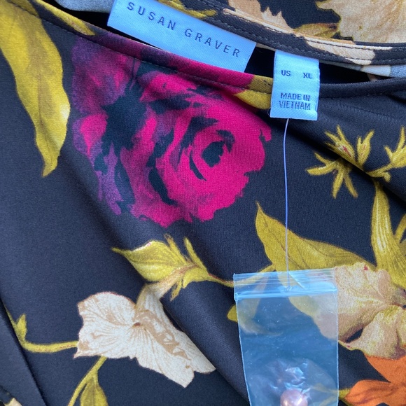 Dark Brown Floral Dress by Susan Graver - Picture 8 of 10